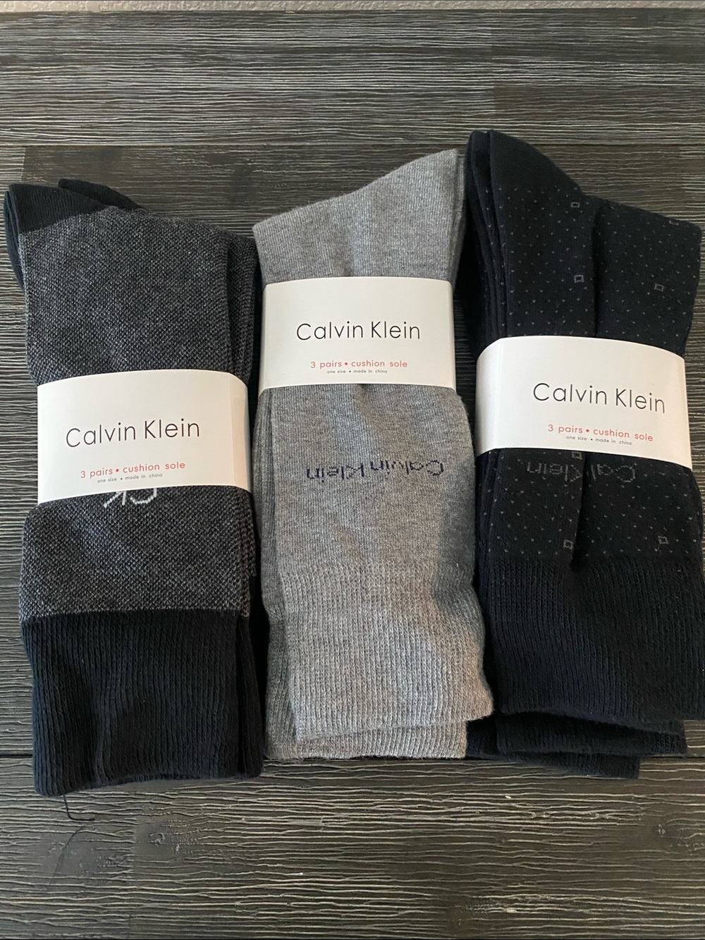 Calvin Klein Men 3-Pack Cushion Sole Crew SET OF 3 TOTAL 9 PAIRS 3 COLORS
